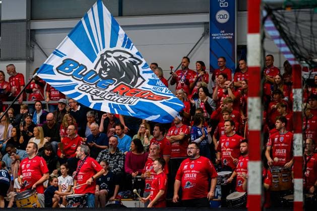 Huettenberg HBL 25 26 TV Huettenberg SG BBM Bietigheim Fankurve Fans Fanblock Spectators Bietigheim Huettenberg Sports Center Germany