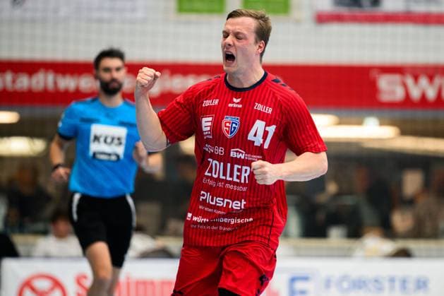 Huettenberg HBL 25 26 TV Huettenberg SG BBM Bietigheim Till Hermann Bietighiem Jubel Freude Emotion Huettenberg Sportzentrum Germany