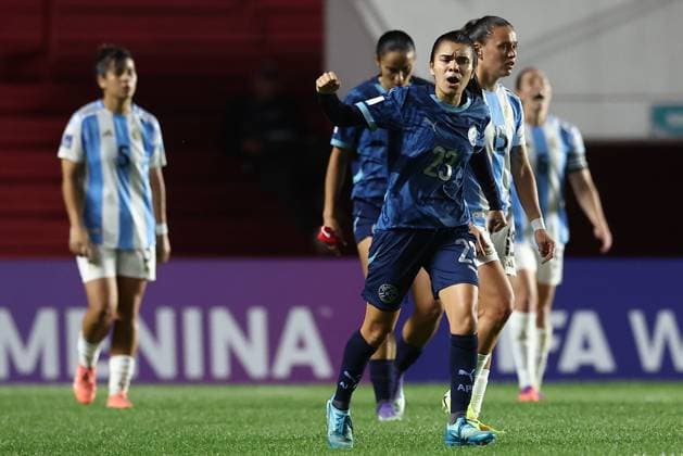 Paraguay s defender Liz Barreto C celebrates after scoring a goal during the CONMEBOL Women s Nations League football match, qualifier for the 2027 World Cup in Brazil, between Argentina and Paraguay, at the Diego Armando Maradona stadium in Buenos Aires, Argentina on October 24, 2025 BUENOS AIRES ARGENTINA Copyright: xALEJANDROxPAGNIx