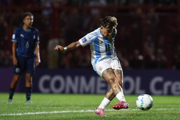 Argentina s forward Yamila Rodriguez R shoots during the CONMEBOL Women s Nations League football match, qualifier for the 2027 World Cup in Brazil, between Argentina and Paraguay, at the Diego Armando Maradona stadium in Buenos Aires, Argentina on October 24, 2025 BUENOS AIRES ARGENTINA Copyright: xALEJANDROxPAGNIx