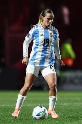 Argentina s midfielder Agostina Holzheier controls the ball during the CONMEBOL Women s Nations League football match, qualifier for the 2027 World Cup in Brazil, between Argentina and Paraguay, at the Diego Armando Maradona stadium in Buenos Aires, Argentina on October 24, 2025 BUENOS AIRES ARGENTINA Copyright: xALEJANDROxPAGNIx