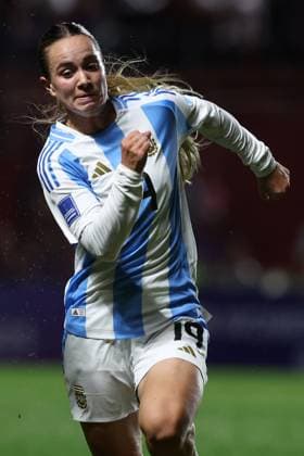 Argentina s midfielder Agostina Holzheier looks on during the CONMEBOL Women s Nations League football match, qualifier for the 2027 World Cup in Brazil, between Argentina and Paraguay, at the Diego Armando Maradona stadium in Buenos Aires, Argentina on October 24, 2025 BUENOS AIRES ARGENTINA Copyright: xALEJANDROxPAGNIx