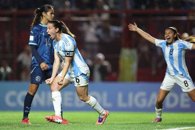 Argentina s defender Aldana Cometti C celebrates after scoring the team™s first goal during the CONMEBOL Women s Nations League football match, qualifier for the 2027 World Cup in Brazil, between Argentina and Paraguay, at the Diego Armando Maradona stadium in Buenos Aires, Argentina on October 24, 2025 BUENOS AIRES ARGENTINA Copyright: xALEJANDROxPAGNIx