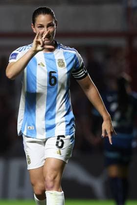 Argentina s defender Aldana Cometti celebrates after scoring the team™s first goal during the CONMEBOL Women s Nations League football match, qualifier for the 2027 World Cup in Brazil, between Argentina and Paraguay, at the Diego Armando Maradona stadium in Buenos Aires, Argentina on October 24, 2025 BUENOS AIRES ARGENTINA Copyright: xALEJANDROxPAGNIx