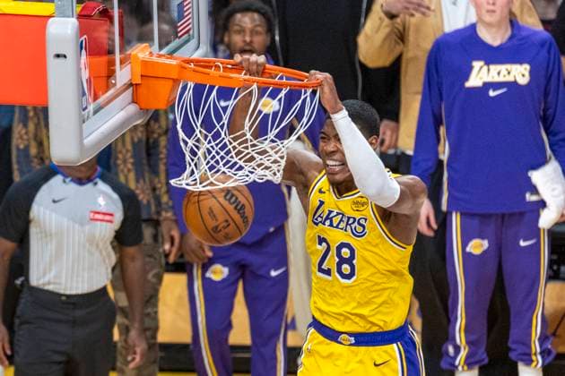 October 24, 2025, Los Angeles, California, USA: Los Angeles LakersÃ¢â‚¬â ¢ Rui Hachimura (28) dunks against the Minnesota Timberwolves during an NBA, Basketball Herren, USA basketball game, in Los Angeles Friday, Oct. 24, 2025. Los Angeles USA - ZUMAc68_ 20251024_zaf_c68_050 Copyright: xRingoxChiux
