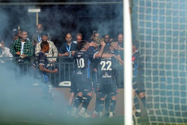 ALEAGUE AUCKLAND WANDERERS, Auckland FC s Jesse Randall during the A-League Men Round 2 match between Auckland FC and the Western Sydney Wanderers at Go Media Stadium in Auckland, Saturday, October 25, 2025. ( NO ARCHIVING, EDITORIAL USE ONLY, IMAGES TO BE USED FOR NEWS REPORTING PURPOSES ONLY, NO COMMERCIAL USE WHATSOEVER, NO USE IN BOOKS WITHOUT PRIOR WRITTEN CONSENT FROM AAP AUCKLAND NEW ZEALAND  Copyright: xShanexWenzlickx 20251025162732594947
