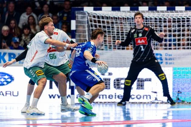 24 10 2025, GER, Handball, Men, Season 25 26, Daikin 1 Bl, 10 Matchday ThSV Eisenach GWD Minden Felix Aellen ThSV Eisenach,22 99817 Eisenach Werner Assmann Halle Am Sportp Thueringen Germany