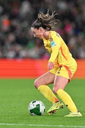 IRELAND VS BELGIUM Aurelie Reynders (7) of Belgium pictured during a women football game between the national teams of the republic of Ireland and Belgium, called the Red Flames for the first leg of the Promotion relegation play-off in the Uefa Womens Nations League 2025, on Friday 24 October 2025 in Dublin , IRELAND . Photo Sportpix David Catry Dublin Aviva Stadium IRELAND  Copyright: xSportpix.bex xDavidxCatryxDavidxCatryx