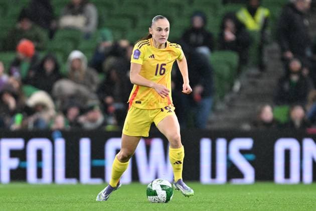 IRELAND VS BELGIUM Zenia Mertens (16) of Belgium pictured during a women football game between the national teams of the republic of Ireland and Belgium, called the Red Flames for the first leg of the Promotion relegation play-off in the Uefa Womens Nations League 2025, on Friday 24 October 2025 in Dublin , IRELAND . Photo Sportpix David Catry Dublin Aviva Stadium IRELAND  Copyright: xSportpix.bex xDavidxCatryxDavidxCatryx