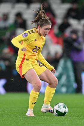 IRELAND VS BELGIUM Marie Detruyer (20) of Belgium pictured during a women football game between the national teams of the republic of Ireland and Belgium, called the Red Flames for the first leg of the Promotion relegation play-off in the Uefa Womens Nations League 2025, on Friday 24 October 2025 in Dublin , IRELAND . Photo Sportpix David Catry Dublin Aviva Stadium IRELAND  Copyright: xSportpix.bex xDavidxCatryxDavidxCatryx