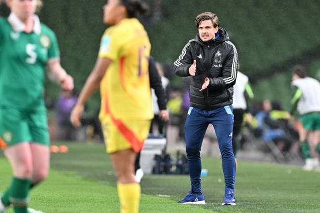 IRELAND VS BELGIUM Assistant Coach Magnus Palsson of Belgium pictured during a women football game between the national teams of the republic of Ireland and Belgium, called the Red Flames for the first leg of the Promotion relegation play-off in the Uefa Womens Nations League 2025, on Friday 24 October 2025 in Dublin , IRELAND . Photo Sportpix David Catry Dublin Aviva Stadium IRELAND  Copyright: xSportpix.bex xDavidxCatryxDavidxCatryx