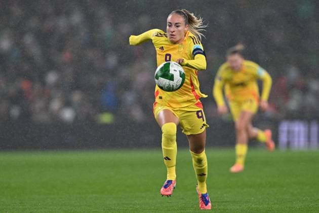 IRELAND VS BELGIUM Tessa Wullaert (9) of Belgium pictured during a women football game between the national teams of the republic of Ireland and Belgium, called the Red Flames for the first leg of the Promotion relegation play-off in the Uefa Womens Nations League 2025, on Friday 24 October 2025 in Dublin , IRELAND . Photo Sportpix David Catry Dublin Aviva Stadium IRELAND  Copyright: xSportpix.bex xDavidxCatryxDavidxCatryx