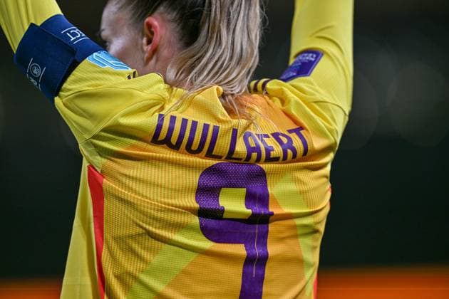 IRELAND VS BELGIUM Tessa Wullaert (9) of Belgium pictured during a women football game between the national teams of the republic of Ireland and Belgium, called the Red Flames for the first leg of the Promotion relegation play-off in the Uefa Womens Nations League 2025, on Friday 24 October 2025 in Dublin , IRELAND . Photo Sportpix David Catry Dublin Aviva Stadium IRELAND  Copyright: xSportpix.bex xDavidxCatryxDavidxCatryx
