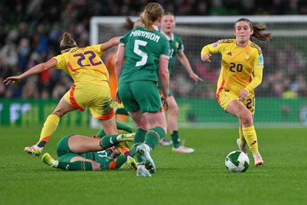 IRELAND VS BELGIUM Marie Detruyer (20) of Belgium pictured during a women football game between the national teams of the republic of Ireland and Belgium, called the Red Flames for the first leg of the Promotion relegation play-off in the Uefa Womens Nations League 2025, on Friday 24 October 2025 in Dublin , IRELAND . Photo Sportpix David Catry Dublin Aviva Stadium IRELAND  Copyright: xSportpix.bex xDavidxCatryxDavidxCatryx
