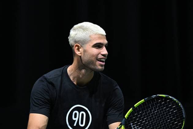 Practice Day At 2025 Rolex Paris Masters - France Carlos Alcaraz (ESP) during practice at the 2025 Rolex Paris Masters at the U Arena in Paris, FRANCE, on October 24, 2025. Photo by Corinne Dubreuil ABACAPRESS.COM Paris France  Copyright: xDubreuilxCorinne ABACAx