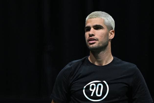 Practice Day At 2025 Rolex Paris Masters - France Carlos Alcaraz (ESP) during practice at the 2025 Rolex Paris Masters at the U Arena in Paris, FRANCE, on October 24, 2025. Photo by Corinne Dubreuil ABACAPRESS.COM Paris France  Copyright: xDubreuilxCorinne ABACAx