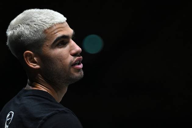 Practice Day At 2025 Rolex Paris Masters - France Carlos Alcaraz (ESP) during practice at the 2025 Rolex Paris Masters at the U Arena in Paris, FRANCE, on October 24, 2025. Photo by Corinne Dubreuil ABACAPRESS.COM Paris France  Copyright: xDubreuilxCorinne ABACAx