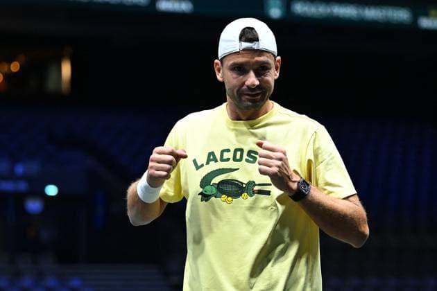 Practice Day At 2025 Rolex Paris Masters - France Grigor Dimitrov (BUL) during practice at the 2025 Rolex Paris Masters at the U Arena in Paris, FRANCE, on October 24, 2025. Photo by Corinne Dubreuil ABACAPRESS.COM Paris France  Copyright: xDubreuilxCorinne ABACAx