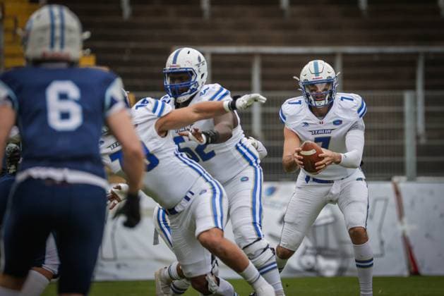 AMERICAN FOOTBALL - IFAF EC, FIN vs ITA KREFELD,GERMANY,25.OCT.25 - AMERICAN FOOTBALL - IFAF European Championship, EM, Europameisterschaft Finland vs Italy. Image shows Luke Zahradka (ITA).  GEPAxpictures xDavidxBitzan