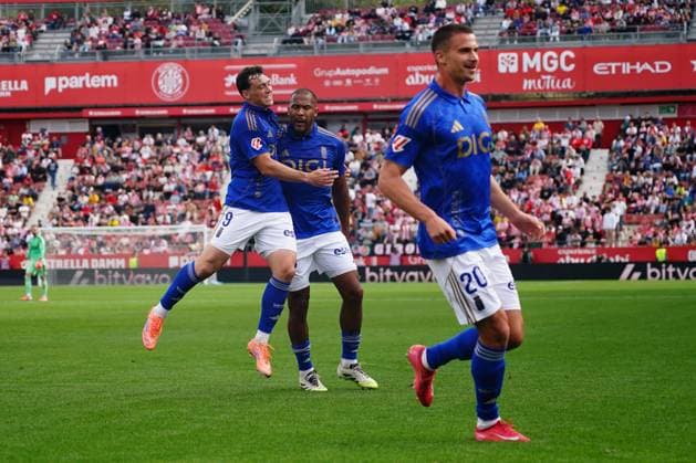 ESP: Girona FC v Real Oviedo. Liga match 2025-2026, Date 10 Salomon Rondon of Real Oviedo celebrates after scoring the 0-2 during the La Liga match 2025-2026, date 10 between Girona FC and Real Oviedo played at Montilivi Stadium on October 25, 2025 in Girona, Spain. kpng Copyright: xBaguxBlancox xPRESSINx PS_251025_GIR_OVI_2425_262
