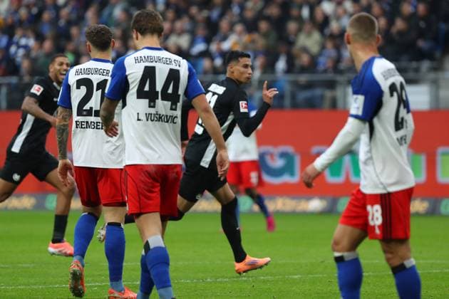 HSV vs VfL, 1 BL Hamburg, 25 10 2025, FOOTBALL Hamburger SV vs VfL Wolfsburg, 1 BL, Season 2025 26 Adam Daghim VfL Wolfsburg cheers after his goal to 0 1 Hamburg