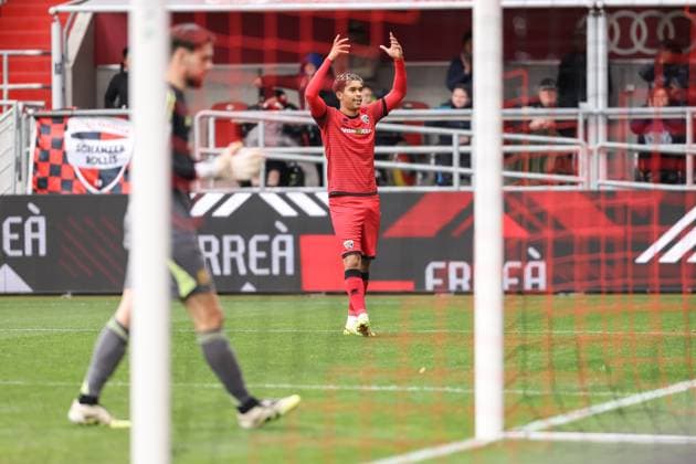3 Liga FC Ingolstadt 04 1 FC Saarbrücken Goal Jubel Treffer 2 1 Yann Sturm 7, FCI Goalkeeper Menzel Phillip 13 FCS 3 Liga FC Ingolstadt 04 Season 2025 2026 1 FC Saarbrücken