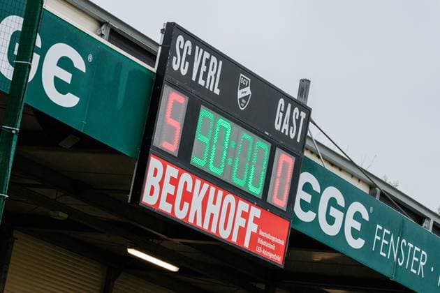 Final score 5 0 GER, SC Verl vs SSV Ulm 1846, Football, 3 Liga, Matchday 12, Season 2025 2026, 25 10 2025 DFL Regulations prohibit any use of photographers as image sequences and or quasi video GER, SC Verl vs SSV Ulm 1846, Football, 3 Liga, Matchday 12, Season 2025 2026, 25 10 2025 Verl Copyright: xEibner-Pressefoto JanxRollingerx EP_JSK