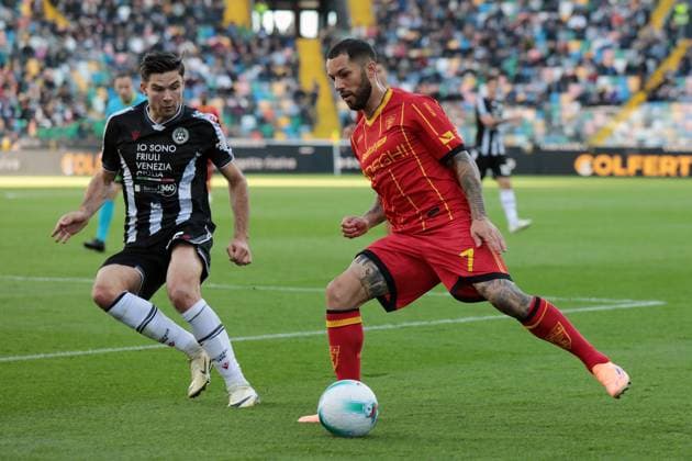 Lecce s Tete Morente during the Serie A soccer match between Udinese and Lecce at the Bluenergy Stadium in Udine, north east Italy - Saturday, October 25,2026 - soccer  Copyright: xAndreaxBressanutti LaPressex