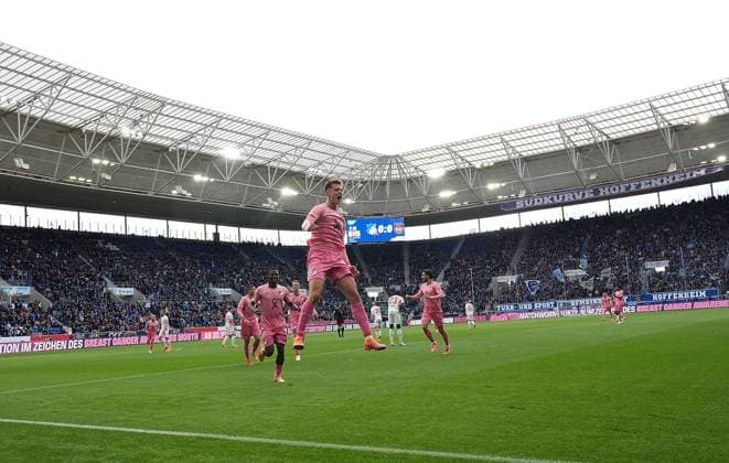 GER, 1 FBL, TSG Hoffenheim vs 1 FC Heidenheim 25 10 2025, PreZero Arena, Sinsheim, GER, 1 FBL, TSG Hoffenheim vs 1 FC Heidenheim , in the picture Fisnik Asllani Hoffenheim is happy about the goal for 1 0 DFL regulations prohibit any use of photographs as image sequences and or quasi video nordphotoxGmbHx xBratic nph00250