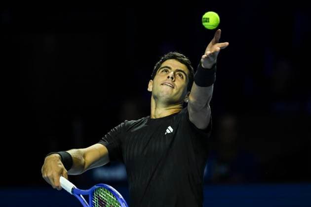 25th October 2025; St. Jakobshalle, Basel, Switzerland; 2025 ATP, Tennis Herren Swiss Indoor Tennis Day 7; Jaume Munar (ESP)in action during the match against Joao Fonseca (BRA) in the semi finals  DavidxEmm