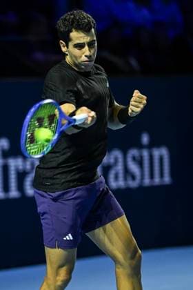 25th October 2025; St. Jakobshalle, Basel, Switzerland; 2025 ATP, Tennis Herren Swiss Indoor Tennis Day 7; Jaume Munar (ESP)in action during the match against Joao Fonseca (BRA) in the semi finals  DavidxEmm