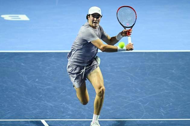 25th October 2025; St. Jakobshalle, Basel, Switzerland; 2025 ATP, Tennis Herren Swiss Indoor Tennis Day 7; Joao Fonseca (BRA) in action during the match against Jaume Munar (ESP) in the semi finals  DavidxEmm