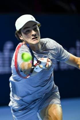 25th October 2025; St. Jakobshalle, Basel, Switzerland; 2025 ATP, Tennis Herren Swiss Indoor Tennis Day 7; Joao Fonseca (BRA) in action during the match against Jaume Munar (ESP) in the semi finals  DavidxEmm