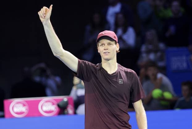 TENNIS - ATP, Tennis Herren Erste Bank Open VIENNA,AUSTRIA,25.OCT.25 - TENNIS - ATP World Tour, Erste Bank Open. Image shows the rejoicing of Jannik Sinner (ITA).  GEPAxpictures xWalterxLuger