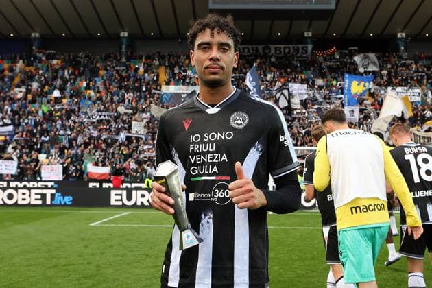 Udinese s Arthur Atta Panini Player of the match during the Serie A soccer match between Udinese and Lecce at the Bluenergy Stadium in Udine, north east Italy - Saturday, October 25,2026 - soccer  Copyright: xAndreaxBressanutti LaPressex