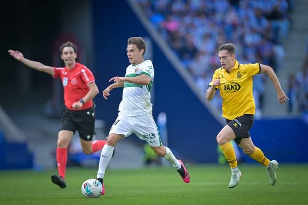 Aleix Febas Elche CF and Pol Lozano RCD Espanyol in action during a La Liga EA Sports match between RCD Espanyol and Elche CF at Stage Front Stadium in Barcelona, , Spain, on October 25 2025 Photo by Felipe Mondino Copyright: x@FELIPExMONDINOx