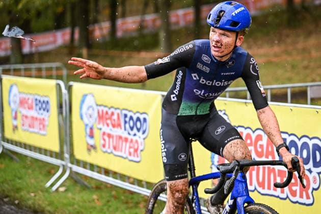 Dutch David Haverdings pictured in action during the elite men s race of the Exact Cross, stage 3 (out of 7) in the Exact Cross cyclocross competition, in Heerde, on Saturday 25 October 2025. DAVIDxPINTENS  x137917198x