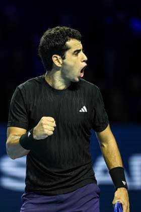 25th October 2025; St. Jakobshalle, Basel, Switzerland; 2025 ATP, Tennis Herren Swiss Indoor Tennis Day 7; Jaume Munar (ESP) reacts during the match against Joao Fonseca (BRA) in the semi finals  DavidxEmm