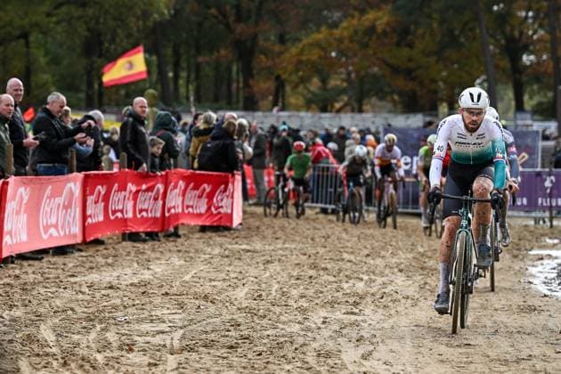 Spanish Felipe Orts Lloret pictured in action during the elite men s race of the Exact Cross, stage 3 (out of 7) in the Exact Cross cyclocross competition, in Heerde, on Saturday 25 October 2025. DAVIDxPINTENS  x137917294x