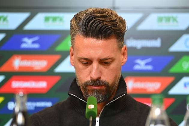 Sandro WAGNER Coach FC Augsburg , single picture,cropped single motif,portrait,portrait,portrait PRESS CONFERENCE Football 1 Bundesliga Season 2025 2026, 8 Matchday, Matchday08 FC Augsburg RB Leipzig 0 6 on 25 10 2025 , WWK A R E N A