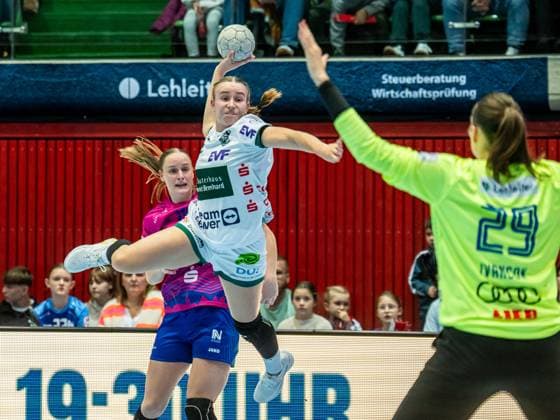 Lea Watzl Frisch Auf Frauen, 07 from outside, Sport Union Neckarsulm vs Frisch Auf Goeppingen, Handball, 1 Bundesliga, Season 2025 2026, 25 10 2025 Sport Union Neckarsulm vs Frisch Auf Goeppingen, Handball, 1 Bundesliga, Season 2025 2026, 25 10 2025 Neckarsulm Copyright: xEibner-Pressefoto MichaelxSchmidx EP_MST