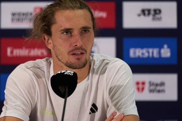 Alexander Zverev of Germany answers to the press after his Semi-finals win over Lorenzo Musetti of Italy at Erste Bank Open 2025 at Wiener Stadthalle on October 25, 2025 in Vienna, Austria. (Photo by Camilla Stolen, Imago) Vienna Austria Copyright: xCamillaxStolenx L1076198