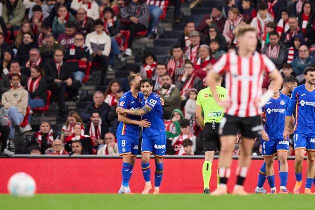 October 25, 2025, Bilbao, Vizcaya, SPAIN: Borja Mayoral of Getafe CF celebrates after scoring the team s first goal during the LaLiga EA Sports match between Athletic Club and Getafe CF at San Mames on October 25, 2025, in Bilbao, Spain. Bilbao SPAIN - ZUMAa181 20251025_zaa_a181_233 Copyright: xRicardoxLarreinax