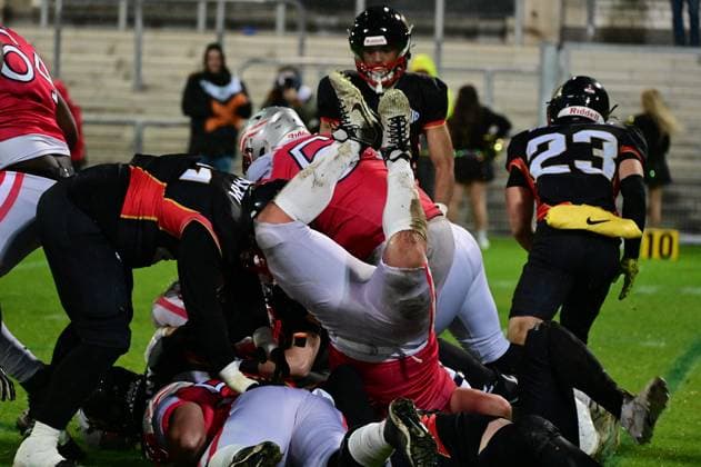 25 10 2025 xkhx Krefeld Grotenburg Stadion American Football European Championship 2025 Germany Austria wild turmoil between Germany Austria