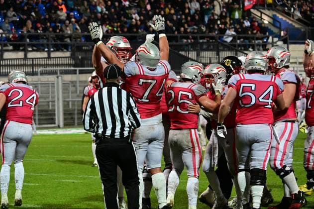25 10 2025 xkhx Krefeld Grotenburg Stadium American Football European Championship 2025 Germany Austria Cheers from the Austrian team