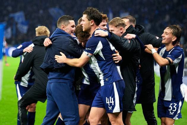 Victory Hertha BSC, GER, Hertha BSC vs ,Fortuna Duesseldorf, 2 Bundesliga, Season 2025 2026, Matchday 10, 25 010 2025 DFL REGULATIONS PROHIBIT ANY USE OF PHOTOGRAPHS AS IMAGE SEQUENCES AND OR QUASI VIDEO GER, Hertha BSC vs ,Fortuna Duesseldorf, 2 Bundesliga, Season 2025 2026, Matchday 10, 25 010 2025 Berlin Copyright: xClaudiusxRauch,xEibner-Pressefotox xClaudiusxRauchx EP_CRH