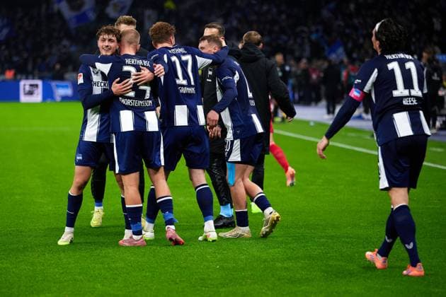 Victory Hertha BSC, GER, Hertha BSC vs ,Fortuna Duesseldorf, 2 Bundesliga, Season 2025 2026, Matchday 10, 25 010 2025 DFL REGULATIONS PROHIBIT ANY USE OF PHOTOGRAPHS AS IMAGE SEQUENCES AND OR QUASI VIDEO GER, Hertha BSC vs ,Fortuna Duesseldorf, 2 Bundesliga, Season 2025 2026, Matchday 10, 25 010 2025 Berlin Copyright: xClaudiusxRauch,xEibner-Pressefotox xClaudiusxRauchx EP_CRH