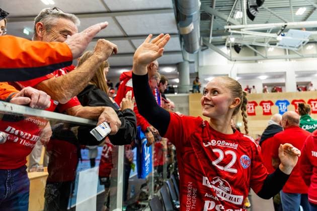 25 10 2025, GER, Handball, Women, Season 2025 2026, Alsco 1 Bl, 6 Matchday, Thueringer HC VfL Oldenburg Rikke Hoffbeck Petersen Thueringer HC,22 99947 Bad Langensalza Salza Halle Sporthalle Mehrz Thüringen Germany