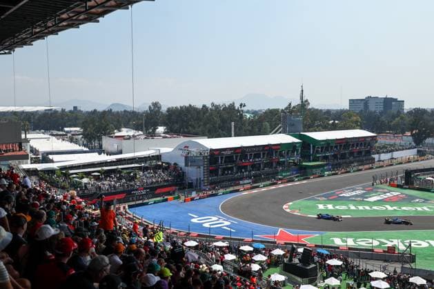 (251026) -- MEXICO CITY, Oct. 26, 2025 -- Williams s Thai driver Alex Albon (R) and Alpine s French driver Pierre Gasly compete during the practice session of the 2025 Formula One Mexico City Grand Prix at the Hermanos Rodriguez Circuit in Mexico City, Mexico, Oct. 25, 2025. (Photo by Xinhua) (SP)MEXICO-MEXICO CITY-F1-GRAND PRIX-PRACTICE SESSIONS SongxHaiyuan 
