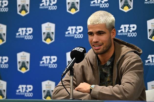2025 Rolex Paris Masters Carlos Alcaraz (ESP) press conference, PK, Pressekonferenz at the 2025 Rolex Paris Masters at the U Arena in Paris, FRANCE, on October 25, 2025. Photo by Corinne Dubreuil ABACAPRESS.COM Paris France  Copyright: xDubreuilxCorinne ABACAx